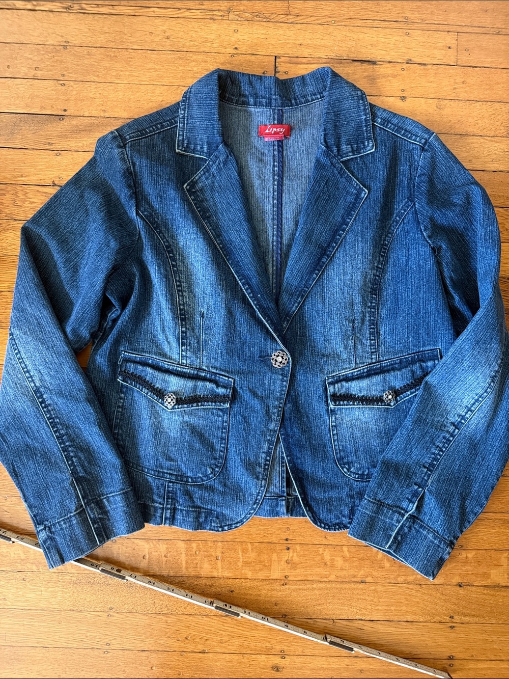 Vintage Lipsy Blue Denim Blazer Jacket